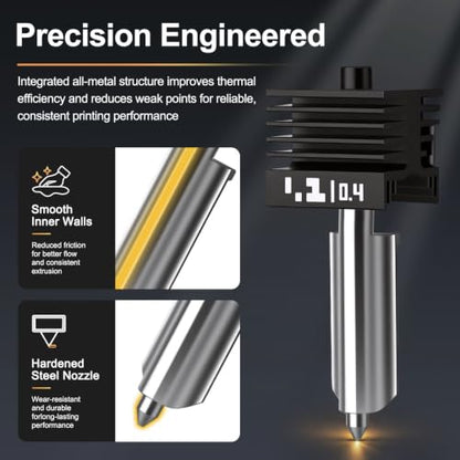 3 PCS P2S Hotend Kit with Hardened Steel Nozzle for Bamboo lab H2D/H2S/H2C/X2D/P2S 3D Printer, One-Piece Integrated Design for Reduced Clogging (0.4+0.4+0.4) - size: 0.4+0.4+0.4 (Standard Edition)
