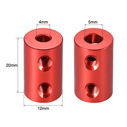 uxcell 4mm to 5mm Bore Rigid Coupling Set Screw L20XD12 Aluminum Alloy,Shaft Coupler Connector for RC Airplane Boat, Motor Accessories,Red,2pcs - size: 4mm to 5mm