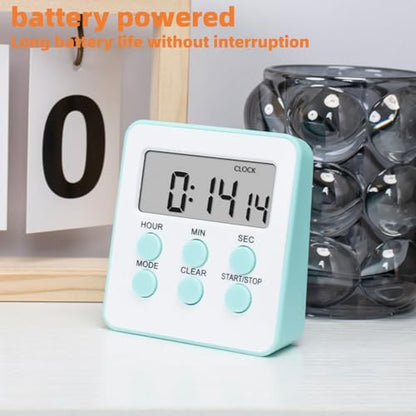 LED Timers Display, Battery-Powered Digital Timer with Stand, Magnetic Kitchen Timer Set of 8 in 5 Colors - Perfect for Cooking, Baking, and Timing Tasks