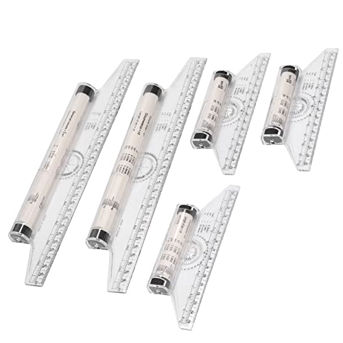 Aramox 5pcs Parallel Rolling Ruler, Clear Scale Plastic Measuring Ruler with Round Holes for Drawing Circles and Formulas, for Artists Students Designers