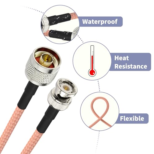 Superbat N to BNC Cable 3ft BNC Male to N Male Coax Cable 50 Ohm Low Loss RG400 Extension Cable for Spectrum Analyzer Antenna, Ham Radio, Oscilloscope, RF Applications etc. (Pack of 2) - size: 1 meter (Pack of 2)