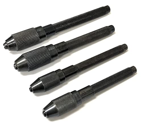 Primmum Quality 4 Piece Pin Vise Set Hand Drill held 4 Sizes Chucks Drilling Vice Jewelry Hobby Crafts by JTS
