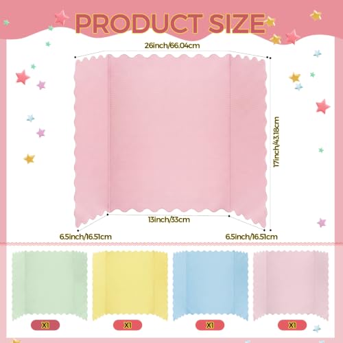 Mooliwe 4 Pack 26" x 17" Trifold Poster Board Scalloped, Pastel - color: Pastel, size: 26" X 17"