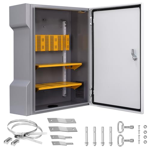 Electrical Junction Box Metal 16.1"x13.8"x7.1" Waterproof Steel Enclosure Weatherproof Project Box with Internal Mounting Panel Hinged Cover - size: 16.1"x13.8"x7.1"