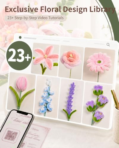 Vuzica 750Pcs Pipe Cleaner Flower Kit, 8mm Pink Pipe Cleaners Bulk - color: Lily Blush - Bouquet Edition