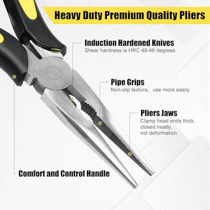Long Needle Nose Pliers-6’’Soft Grip with Wire Cutter for Home,1pcs - size: One-6in