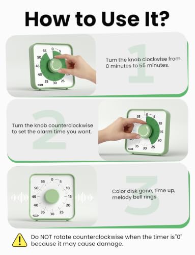 LIORQUE 6-Inch Large Visual Timer Mechanical, 60-Minute Classroom Timer