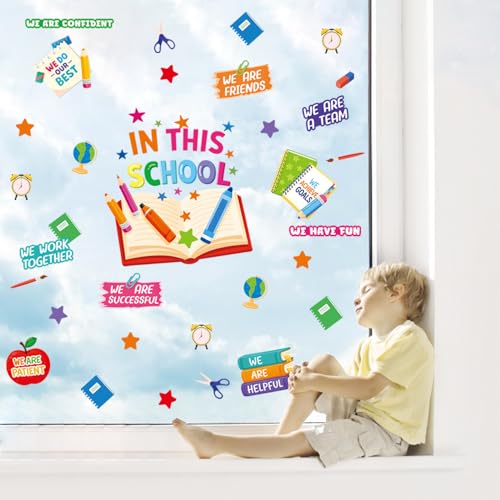 LHIUEM in This School Wall Stickers Positive Affirmations Window Cling - color: School