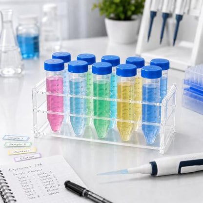1 Pcs Clear Acrylic Test Tube Rack, 8 Wells for 50mL Tubes, 30mm Diameter - size: 30mm