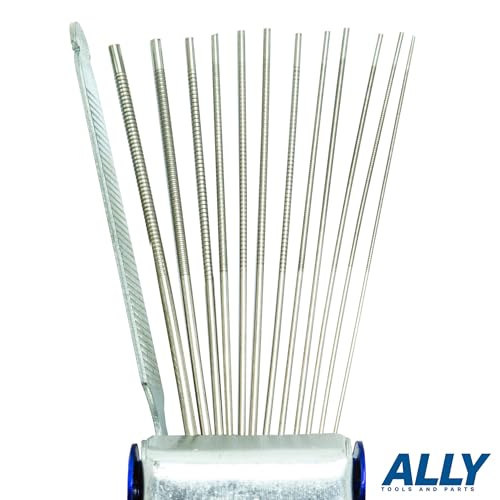 ALLY Tools Professional Large and Small 12 Wire Oxy-Acetylene Tip Cleaner Set for Cleaning Welding Cutting Nozzles/Tips, Gas Orifices, Carburetors, Spray Guns, Paint Guns, Sprinklers, and Shower Heads