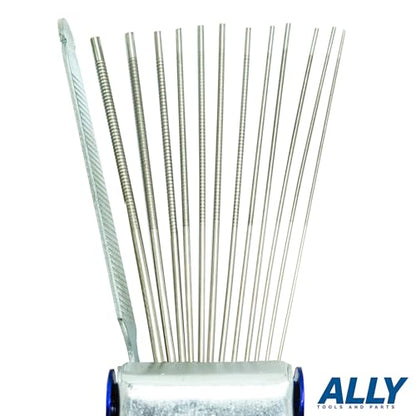 ALLY Tools Professional Large and Small 12 Wire Oxy-Acetylene Tip Cleaner Set for Cleaning Welding Cutting Nozzles/Tips, Gas Orifices, Carburetors, Spray Guns, Paint Guns, Sprinklers, and Shower Heads