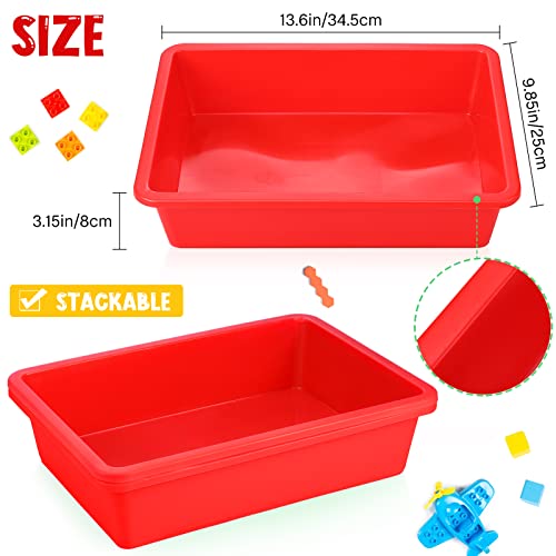 Hoteam 10 Pack Flat Bins Paper Trays,Red,13.78 X 9.84 X 3.15 Inch - color: Red, size: 13.78 x 9.84 x 3.15 Inch