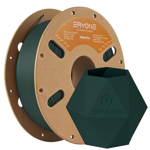 ERYONE Matte 3D Printer PLA Filament 1.75 +/- 0.03mm, Matte Filament PLA 1KG(2.2LBS) Spool, Black Forest Green - color: Matte Black Forest Green