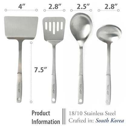 ChefCore Stainless Steel Solid Turner Spatula, Made in Korea (4-Piece Set) - size: 4-Piece Set