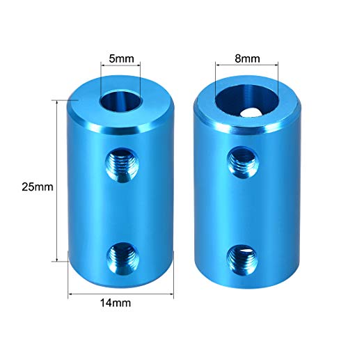uxcell 5mm to 8mm Bore Rigid Coupling Set Screw L25XD14 Aluminum Alloy,Shaft Coupler Connector for 3D Printers, Motor Accessories,Blue - size: 5mm to 8mm