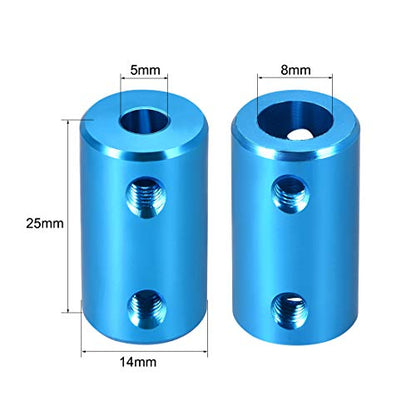 uxcell 5mm to 8mm Bore Rigid Coupling Set Screw L25XD14 Aluminum Alloy,Shaft Coupler Connector for 3D Printers, Motor Accessories,Blue - size: 5mm to 8mm