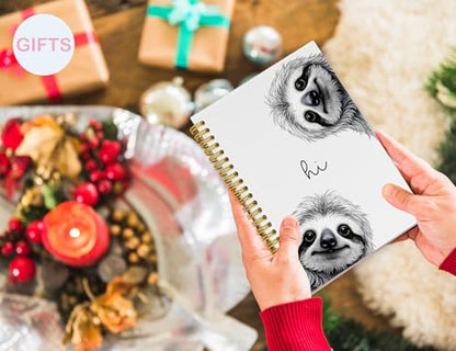 Sloth Notebook,Sloth Gifts for Women Girls Kids - color: White Sloth, style: White