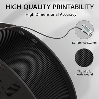 3D Printer Filament 1.75mm Black(4pcs) PLA Filament Accuracy +/- 0.02mm, 1kg Spool (2.2lbs), Tangle-Free, Clog-Free,High Compatibility Easy Printing,Fit Most FDM 3D Printer - color: Black(4pcs)