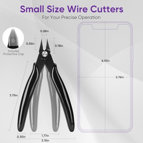 5 Inch Micro Wire Cutters, 2 Pack Precision Flush Cutters, Zip Tie Cutter - color: Black (2 Pack)