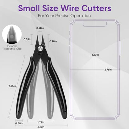 5 Inch Micro Wire Cutters, 10 Pack Precision Flush Cutters, Zip Tie Cutter - color: Black (10 Pack)