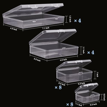 Clear Small Plastic Storage Containers with Lids, 24 Pack - size: 4 Size 24 Pcs