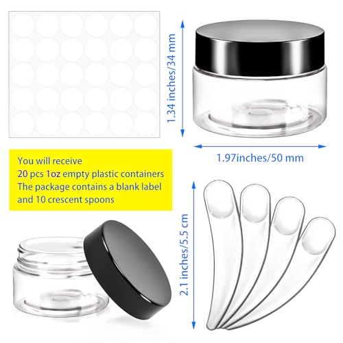 16 Pack 2oz Plastic Jars Containers, 60ml Travel Size Container Jars with Lids, 60g Small Travel Cosmetic Container Jar for Toiletries Cream Makeup Cosmetic Sample Slime Lip Salves Balm Lotion - color: Black, size: 2oz