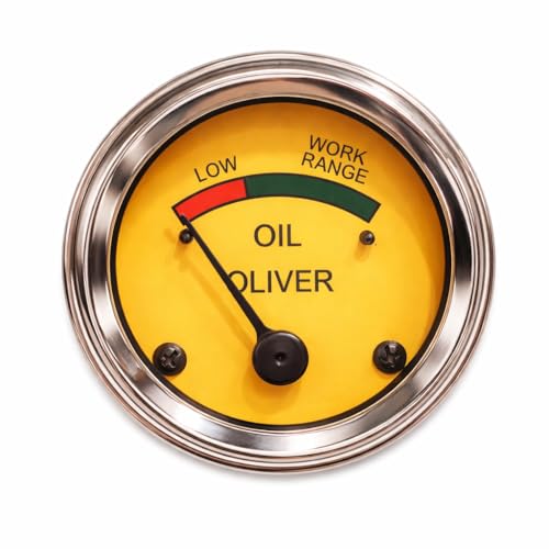Oliver Tractor Gauge Set Temperature + Oil Pressure + Amp Meter 2” Yellow Dial Chrome Bezel,Fits Oliver Super 44 55 66 77 88 440 660, Replaces 7K344 1HA-344A 608744A 1HA7353 608747A (3 Pack)