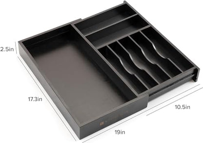KitchenEdge Silverware & Utensil Organizer | Black Bamboo, 10.5-19 In - color: Black Bamboo, size: From 10.5" to 19" Wide