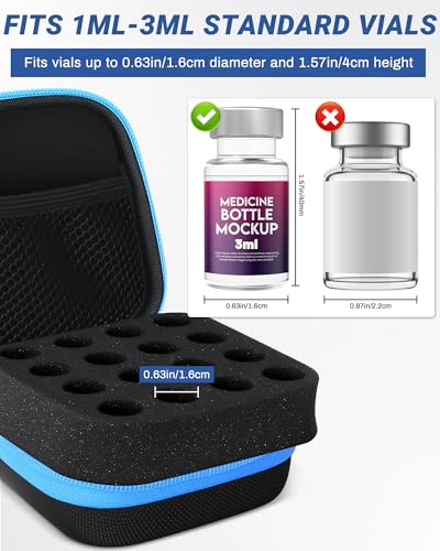 16 Slots 3ml Peptide Case, Insulin Vial Holder, Peptide Storage Case for Fridge and Travel, Fits 1ml 3ml Standard Vials, Diabetic Supplies (Case Only) - size: 16 Slots