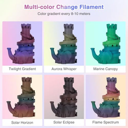 Matte Rainbow PLA 3D Printer Filament Bundle, 1.75 ±0.03mm, 6×250g - color: 6×250g Matte Rainbow