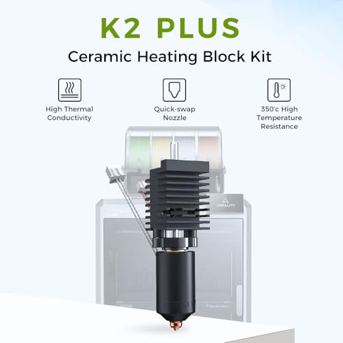 Creality Official K2 Plus Hotend Kit, Upgrades Ceramic Heating Block Kit, Unicorn Quick Swap 3D Printer Nozzle, High Flow Extruder Heater Block, All Metal Integrated for Creality 3D Printers - style: K2 Plus