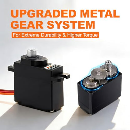 7.4V 10.5KG Metal Gear Digital Mini Servo Motor, High Torque 180 Degree RC Servo for TRX4M, SCX24, 1/10 Scale Cars, Robotics, Boats & Planes, Upgraded Metal Gear System (7.4V 5.5KG-180°) - size: 7.4V 5.5KG-180°