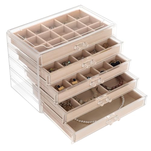 Jewelry Box Organizer,Clear Acrylic Storage Box Organizer with 5 Drawers - size: 5 layer