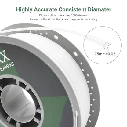 PETG 3D Printer Filament 1.75mm, +/-0.02mm Tolerance, 1kg Spool (2.2lbs),White - color: White, size: PETG