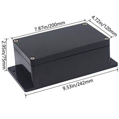 Project Box IP65 Waterproof Junction Box ABS Plastic Electrical Boxes DIY Electronic Project Case Power Enclosure with Fixed Ear 7.87 x 4.72 x 2.95 inch (200x120x75mm) - color: Black, size: 7.87"x4.72"x2.95"
