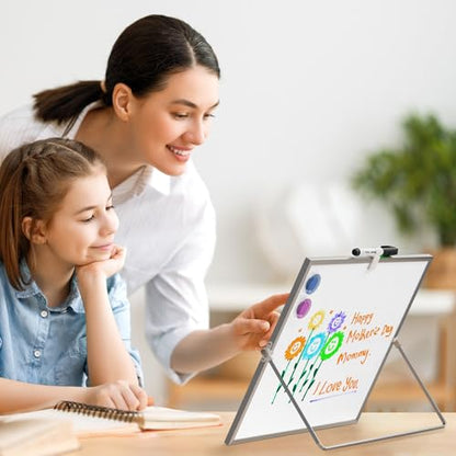 MaxGear Small White Board with Stand, 10" x 10" Double-Sided Whiteboard - size: 10"W x 10"H
