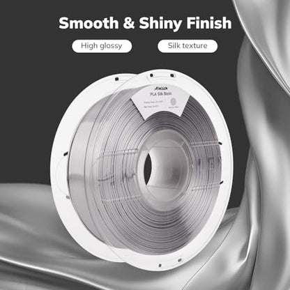 AMOLEN Silver Silk PLA Filament Shiny 3D Printer Filament 1.75mm +/- 0.02mm for 3D Printing 1kg(2.2lbs)/Spool Compatible with Most FDM Printer - color: Mercury Silver