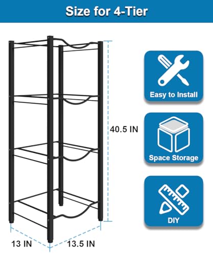 mocomax 5 Gallon Water Jug Rack, 4 Tier Detachable Water Bottle Holder Storage Organizer Shelf, Heavy Duty Water Jug Dispenser Stand for Kitchen, Office, Home, Black - style: 4-Tier