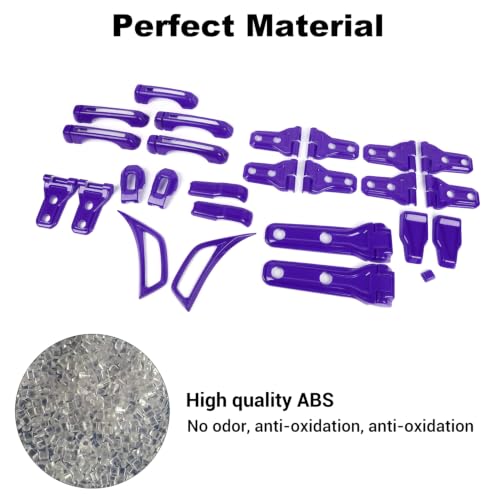 Complete Exterior Cover Trim Kit for 2018–2026 Jeep Wrangler JL JLU, Full Coverage Door Handle Hood Hinge Hood Latch Side Air Vent Rear Tailgate Window Hinge Covers, 43PCS Purple - color: Purple