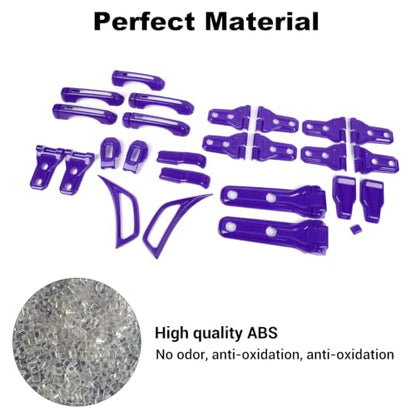 Complete Exterior Cover Trim Kit for 2018–2026 Jeep Wrangler JL JLU, Full Coverage Door Handle Hood Hinge Hood Latch Side Air Vent Rear Tailgate Window Hinge Covers, 43PCS Purple - color: Purple