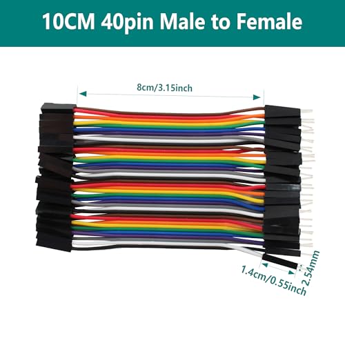 40pcs 10cm Dupont Wire Male to Female 40pin Breadboard Jumper Wires Multi-Color Ribbon Cable Line Connector - size: 40pin(M/F)