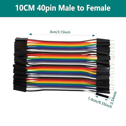40pcs 10cm Dupont Wire Male to Female 40pin Breadboard Jumper Wires Multi-Color Ribbon Cable Line Connector - size: 40pin(M/F)