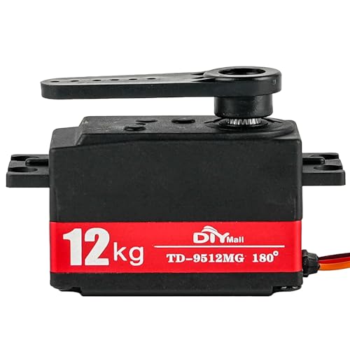 12kg Low Profile Servo 180 TD-9512MG RC Digital Servo Waterproof Full Metal Gear High Speed 1000-2000ues for 1/8 1/10 RC Car Helicopter Tail Robot (Remote Control) - size: Semi-metal 180°-remote