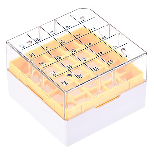 uxcell Centrifuge Tube Freezer Storage Box 25 Places Waterproof Polypropylene Cryogenic Holder Rack for 1.8/2ml Microcentrifuge Tubes Vials Samples, Yellow - color: Yellow