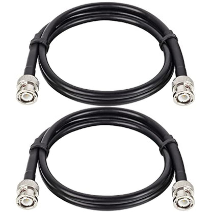 MOOKEERF BNC Cable 3ft,2 Pack Low Loss KMR240 BNC Male to Male Coax Cable 50 Ohm for for Ham Radio, Network Analyzer, Modem, Oscilloscope, Signal Generator, Attenuator - size: 3FT