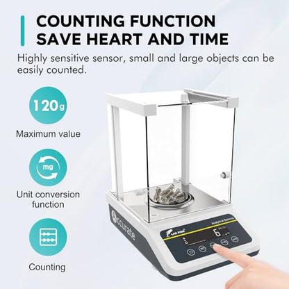 LAB FISH FA1204N Analytical Balance, 120g x 0.1mg Dual Calibration - size: A