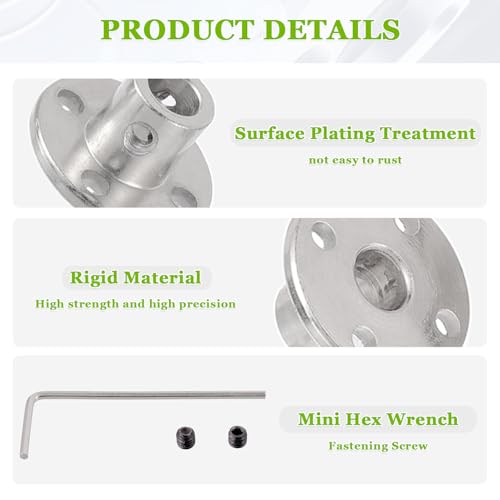 6mm Rigid Flange Coupling Connector, Rigid Guide Model Coupler Accessory, Rigid Shaft Axis Fittings with Electroplated and High Hardness Heat Treated for DIY RC Model Motors(4Pcs) - style: 6mm