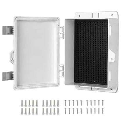 Outdoor Waterproof Electrical Junction Box Weatherproof IP65 ABS Plastic Enclosure with Preset Holes Switch Router Project Box with Mounting Panel Hinged Cover (8.7"x5.3"x3") - size: 8.7"x5.3"x3"