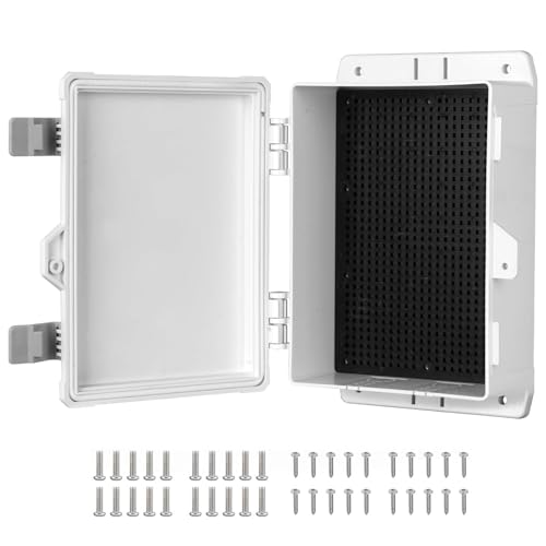 Outdoor Waterproof Electrical Junction Box Weatherproof IP65 ABS Plastic Enclosure with Preset Holes Switch Router Project Box with Mounting Panel Hinged Cover (8.7"x5.3"x3") - size: 8.7"x5.3"x3"