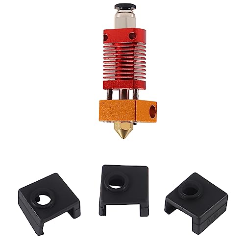 3D Printer Parts Silicone Socks+Aluminum CR-10 Heater Block+Stainless Steel Throat for MK7 MK8 Extruder Hotend Kits for Ender 3/Ender 3 Pro/Creality CR-10 /CR10S /S4 /S5 (4 Sets)